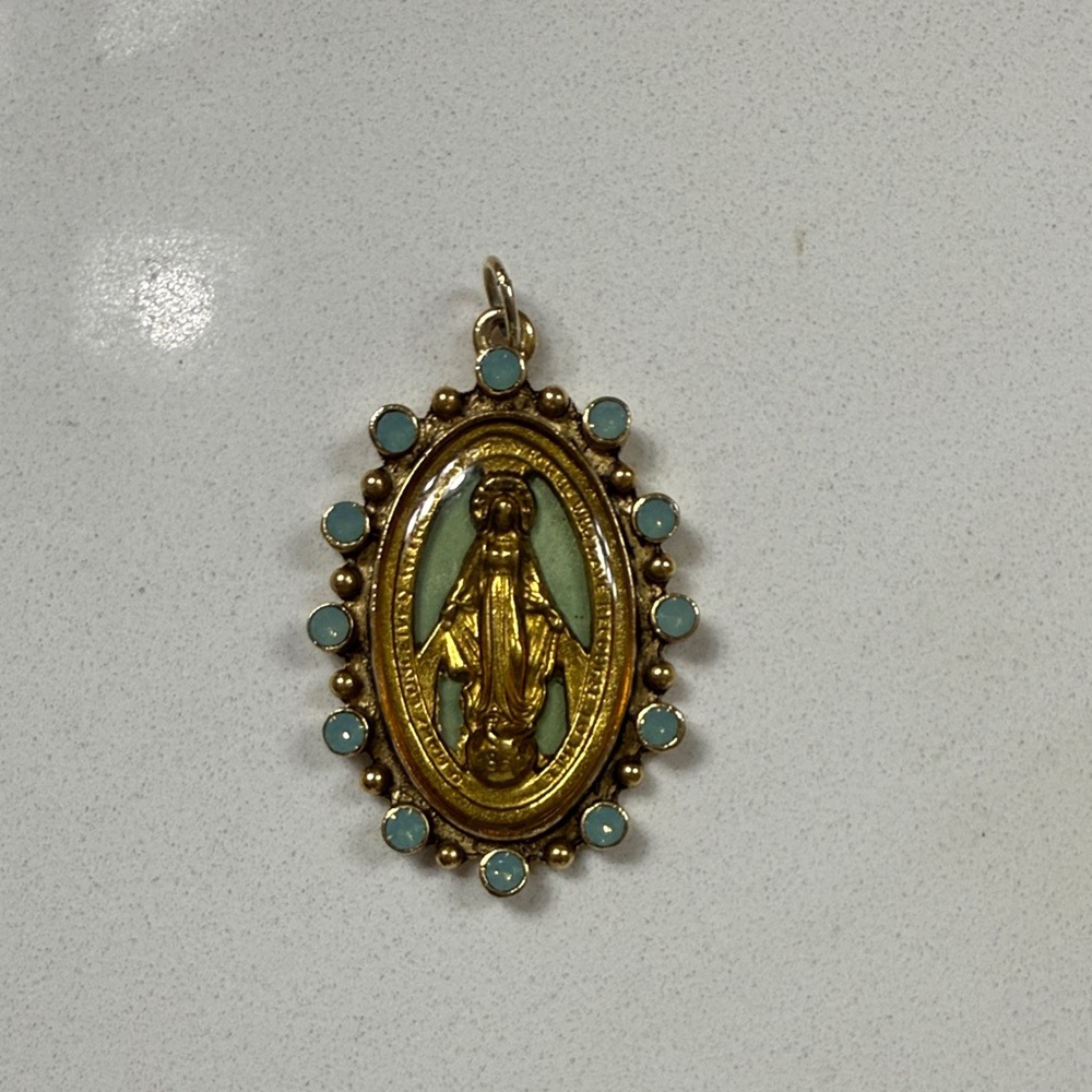 Gold and Blue Oval Pendant